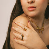 Hammered Open Oval Gold Statement Ring