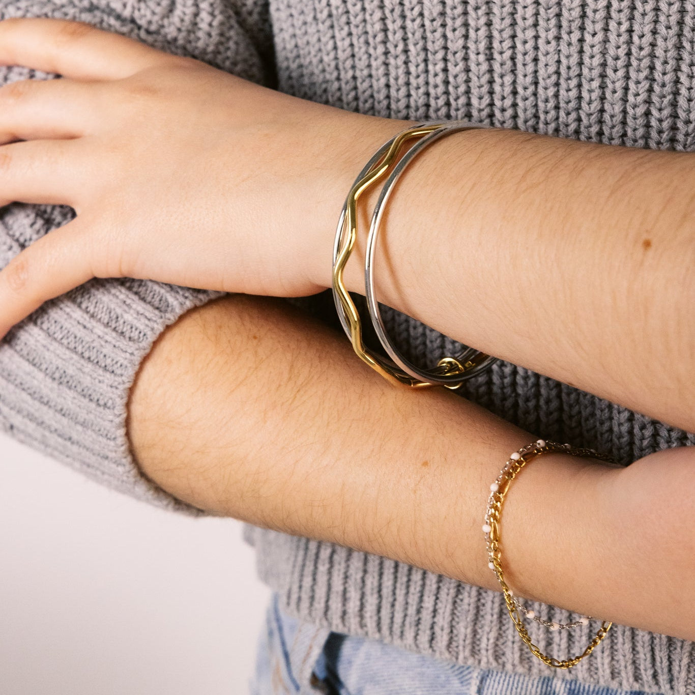 Triple-Tier Wave Bangle