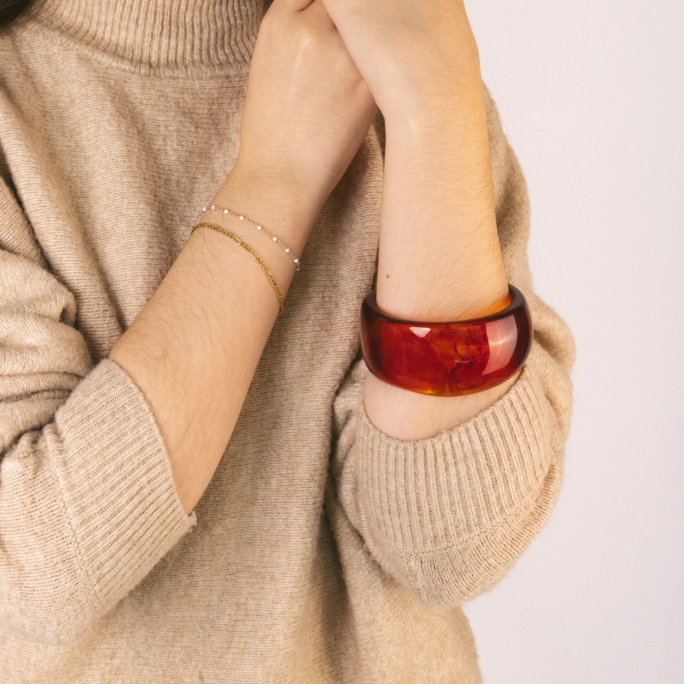 Amber Swirl Resin Wide Round Bangle