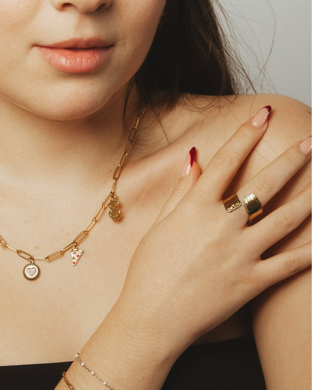 Wide Brushed-Texture Gold Open Band Ring