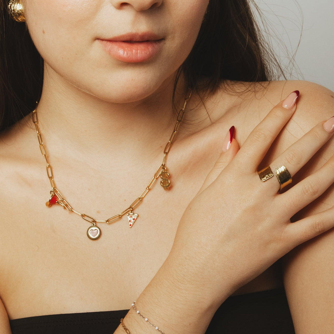 Wide Brushed-Texture Gold Open Band Ring