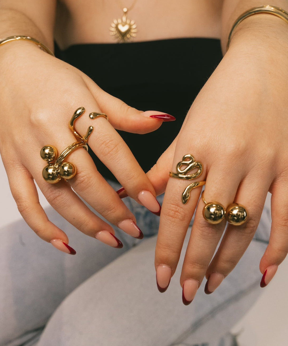 Fluid Molten Gold Open Bypass Ring