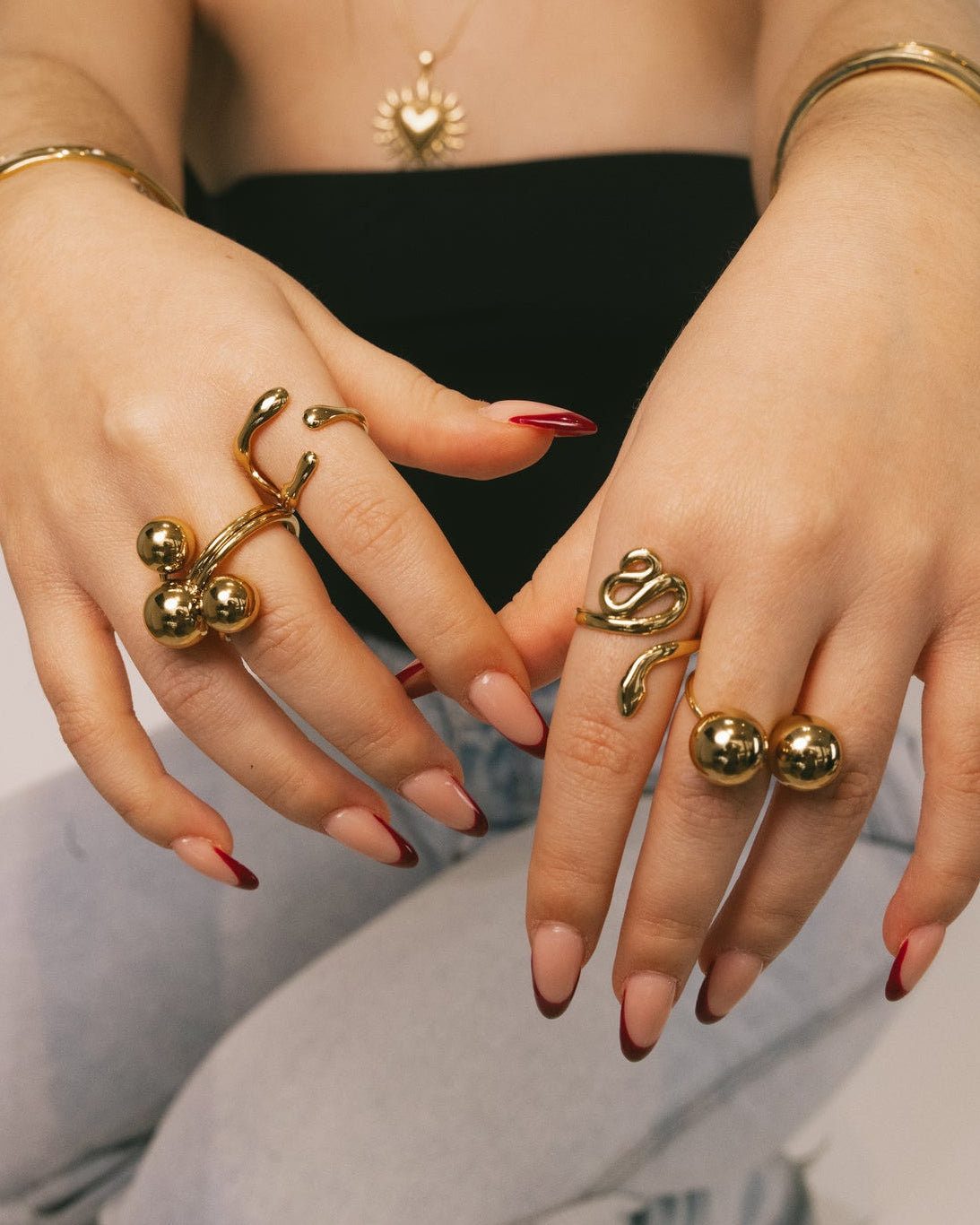 Fluid Molten Gold Open Bypass Ring