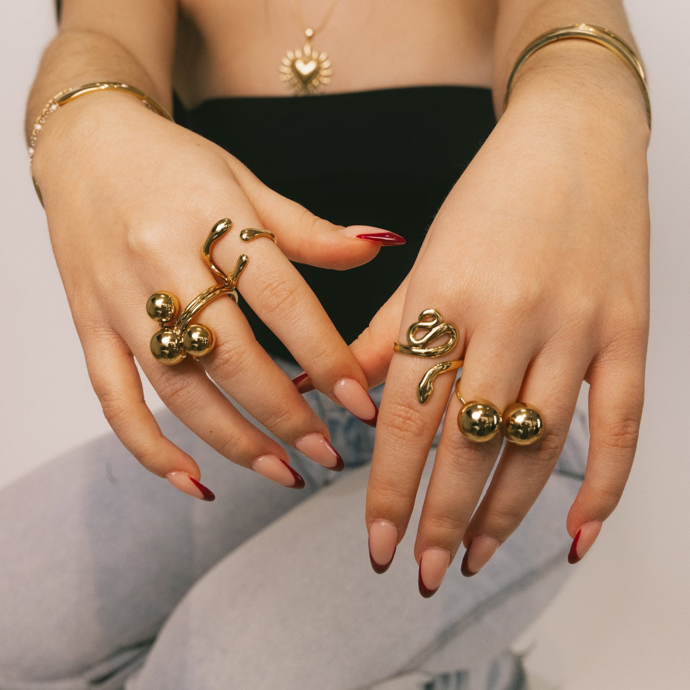 Fluid Molten Gold Open Bypass Ring