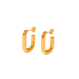 Chunky Gold Rectangular U-Hoop Earrings