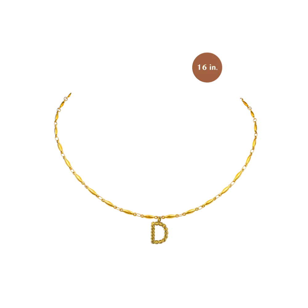 Gold Letter D Charm Necklace