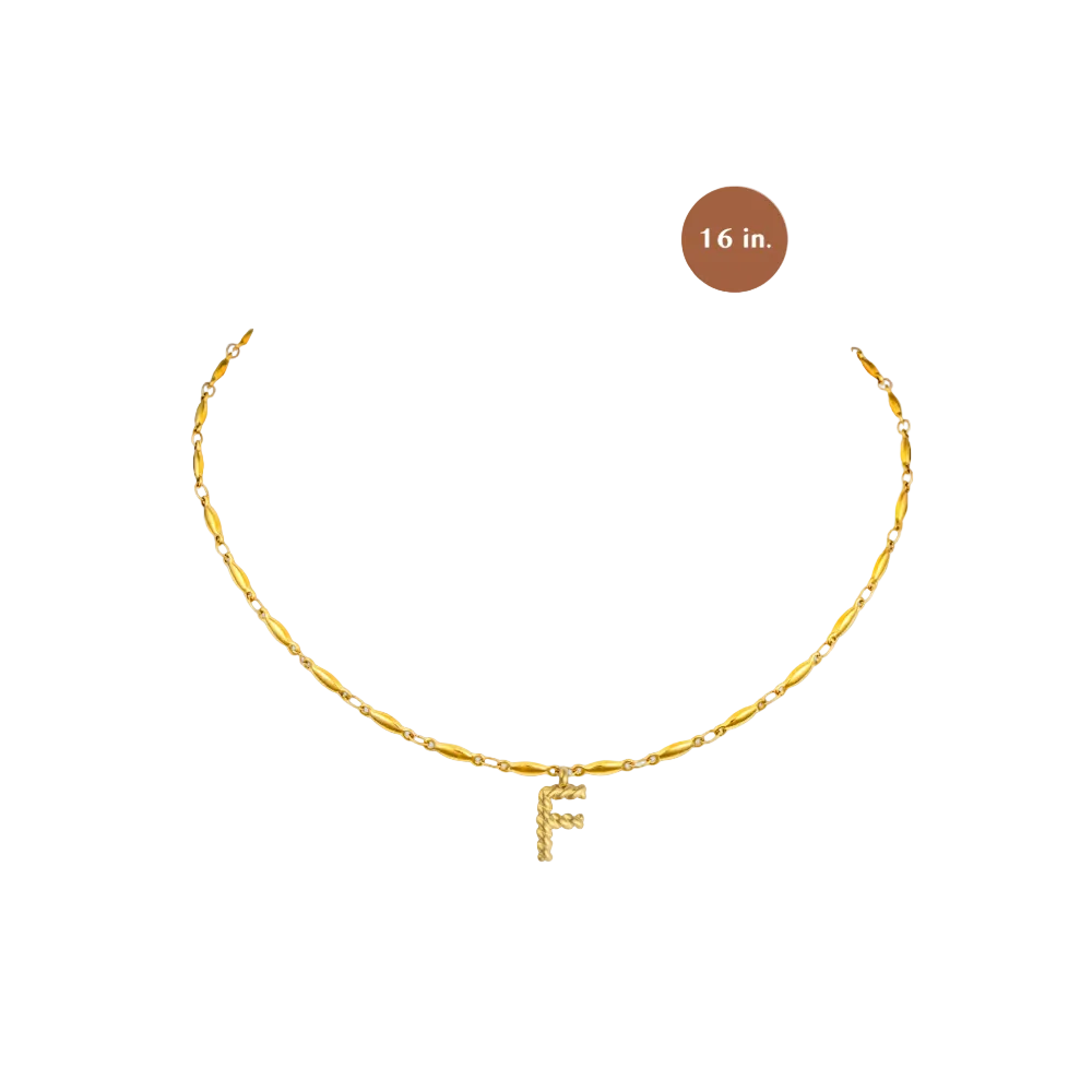 Gold Letter F Charm Necklace