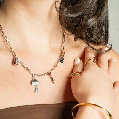 Fiesty & Free Spirited Silver Charm Necklace