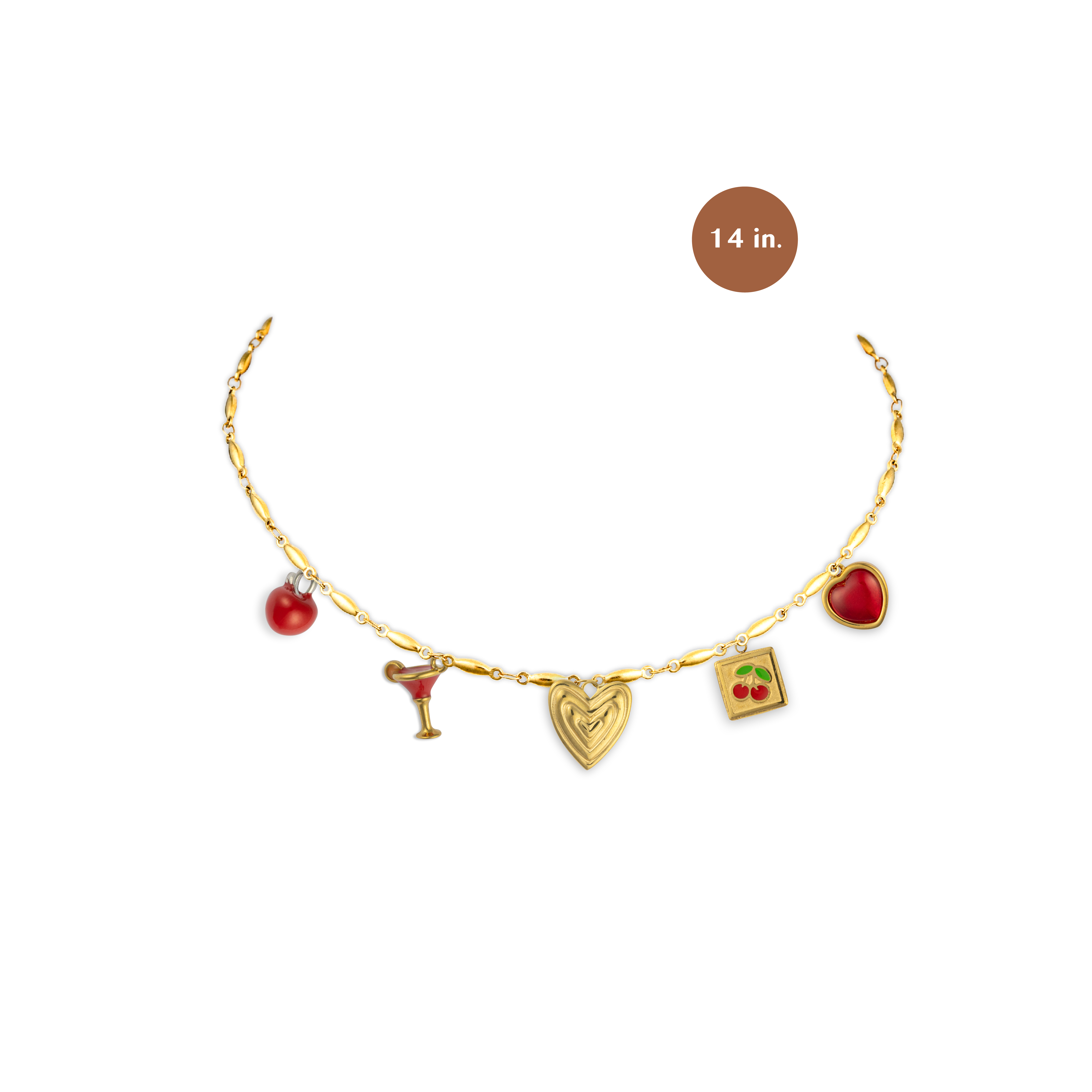 The Red Edit Gold Charm Necklace