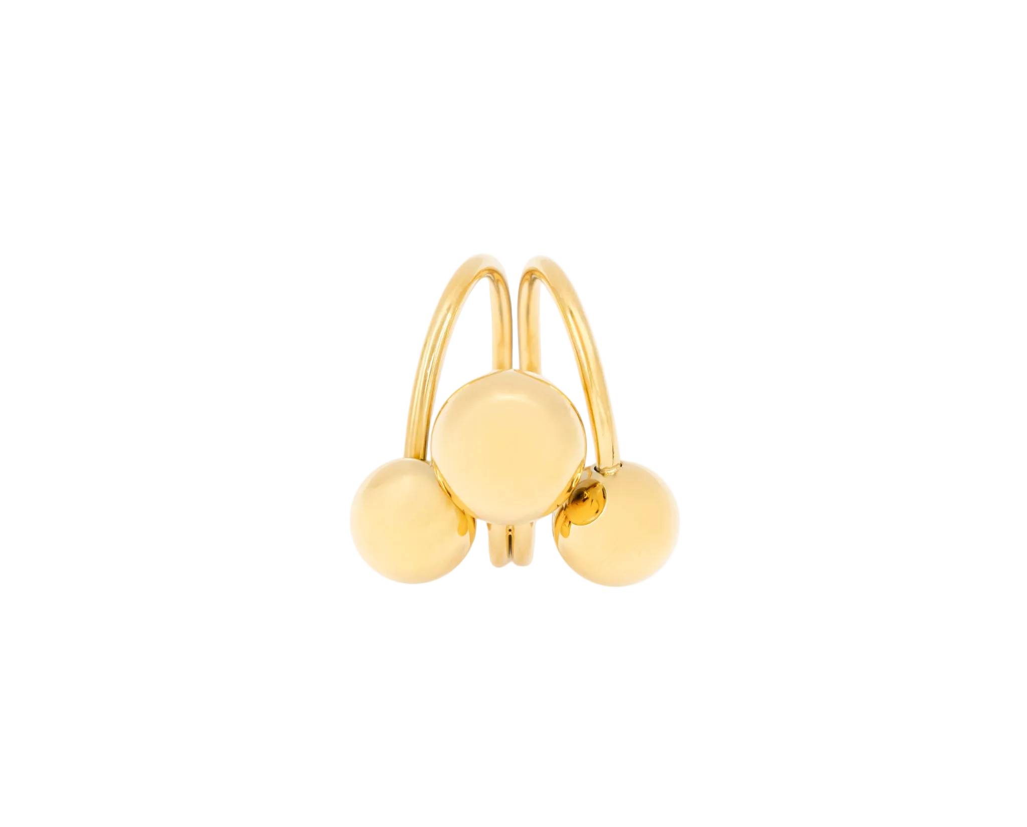 Triple Polished Sphere Gold Bypass Wrap Ring