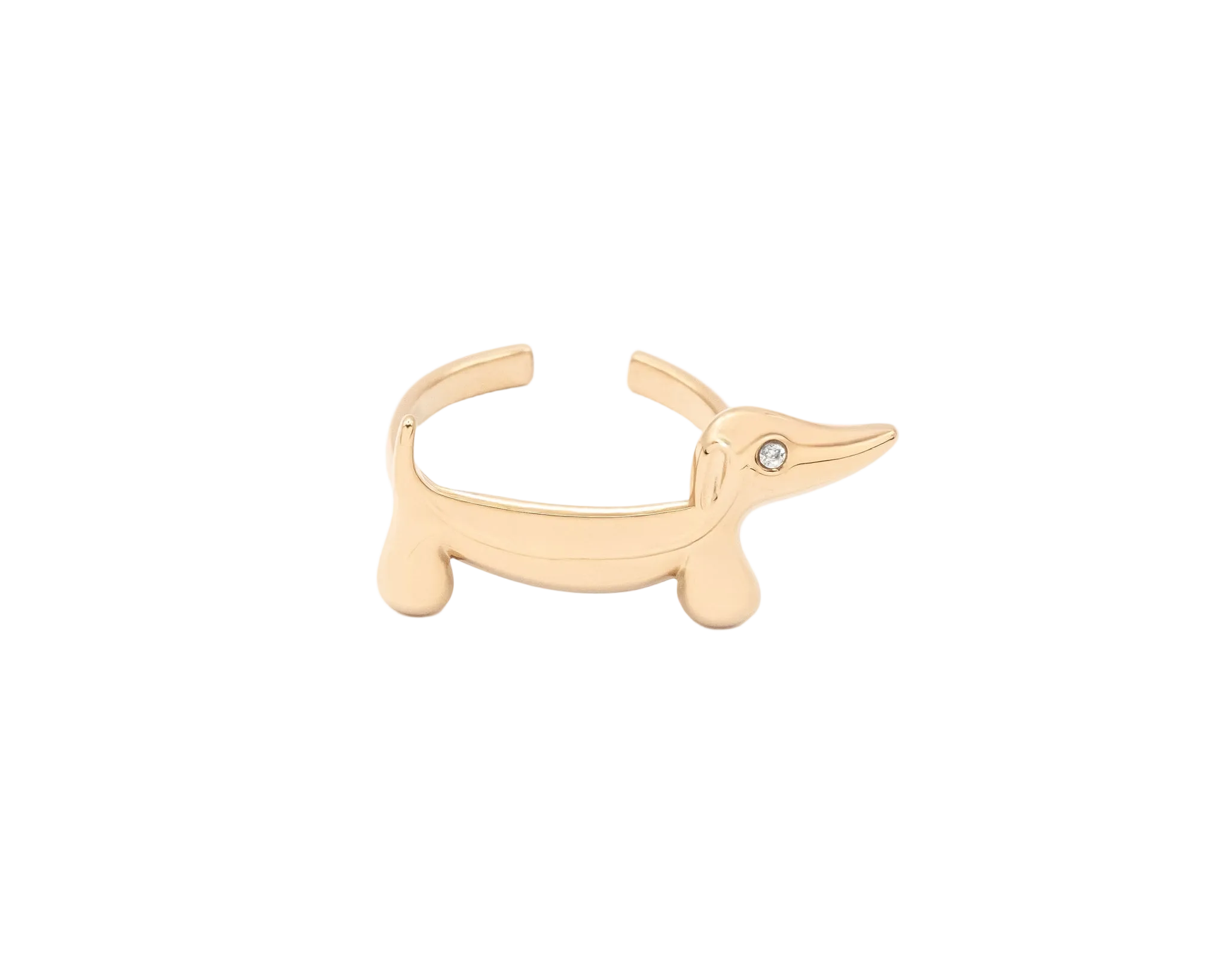 Minimalist Dachshund Adjustable Gold Ring