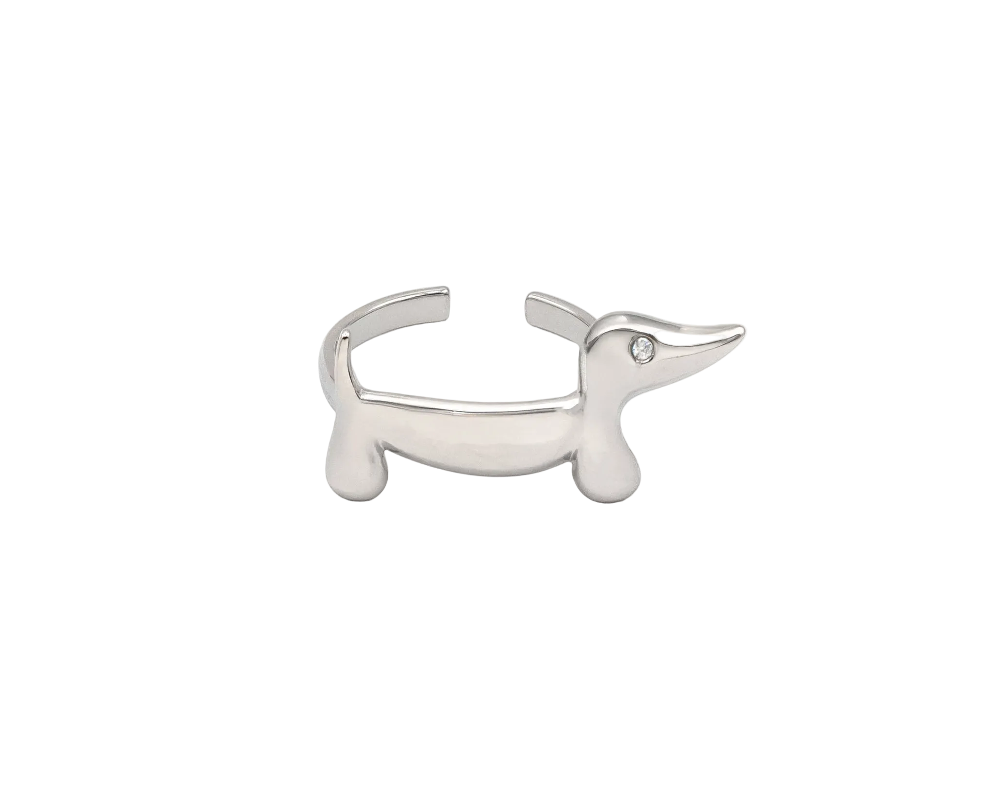 Minimalist Dachshund Adjustable Silver Ring