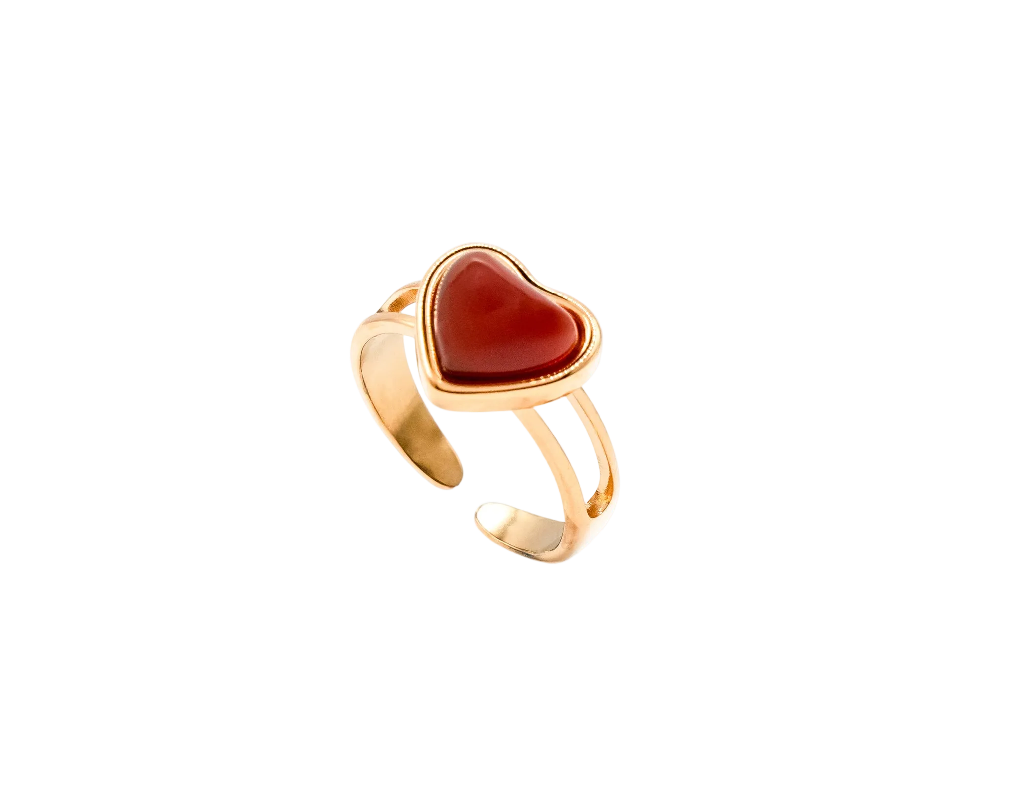 Red Heart Gold Adjustable Ring