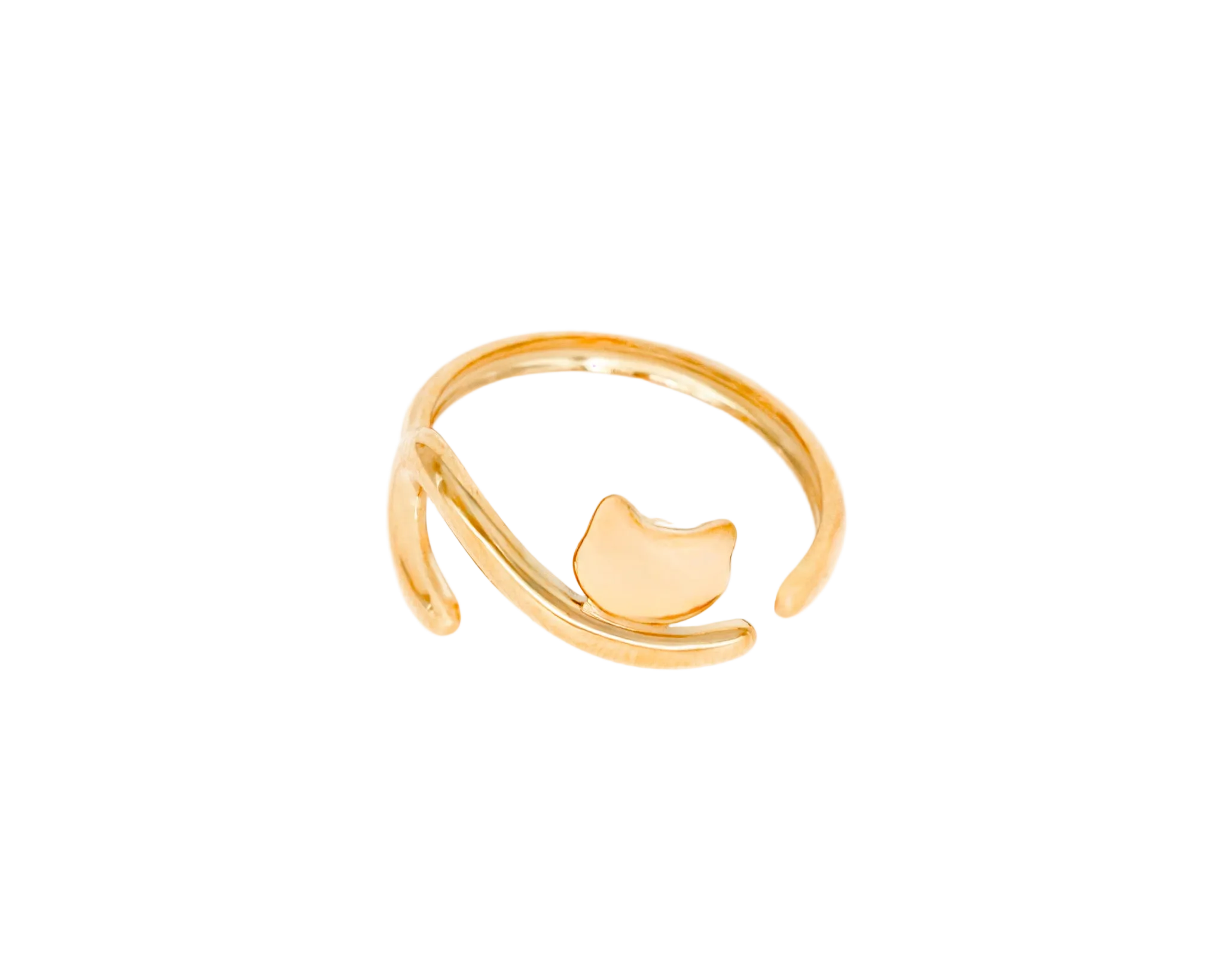 Dainty Cat Silhouette Adjustable Gold Ring