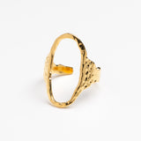 Hammered Open Oval Gold Statement Ring