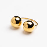 Double Sphere Polished Gold Open Ring