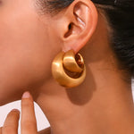 Rome Hoop Earrings - Minimalist Matte Gold Chunky Hoop Earrings