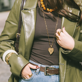 Extra Long Chain Heart Pendant Necklace