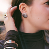 Porta Earrings - Geometric Engraved Cross Stud Earrings (Silver)