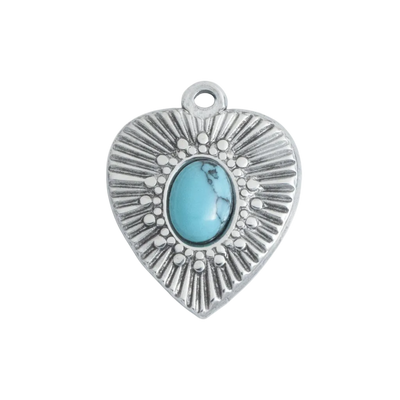 Silver Turquoise Heart