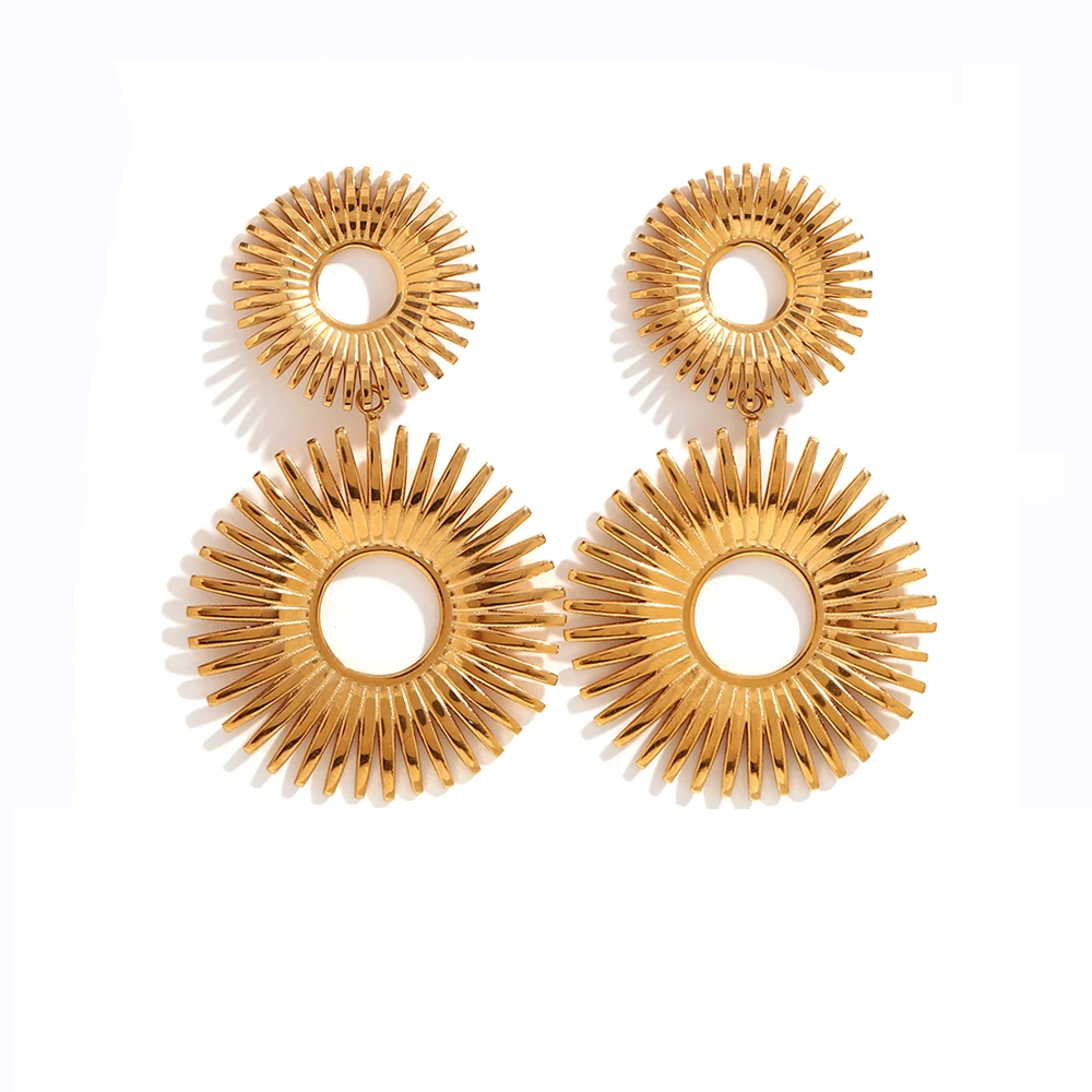 Solina Sunflower Gold Plated Stud Earrings - Stainless Steel Earrings Jewelry