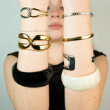 Polished Obsidian Black Wide Round Bangle