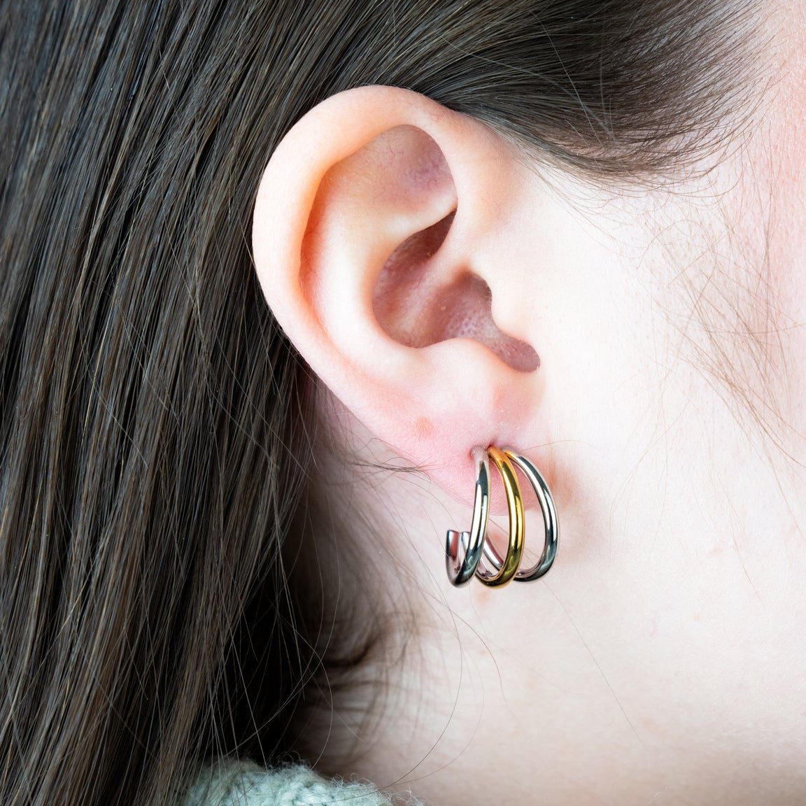 Two-Tone Triple-Layer Hoops