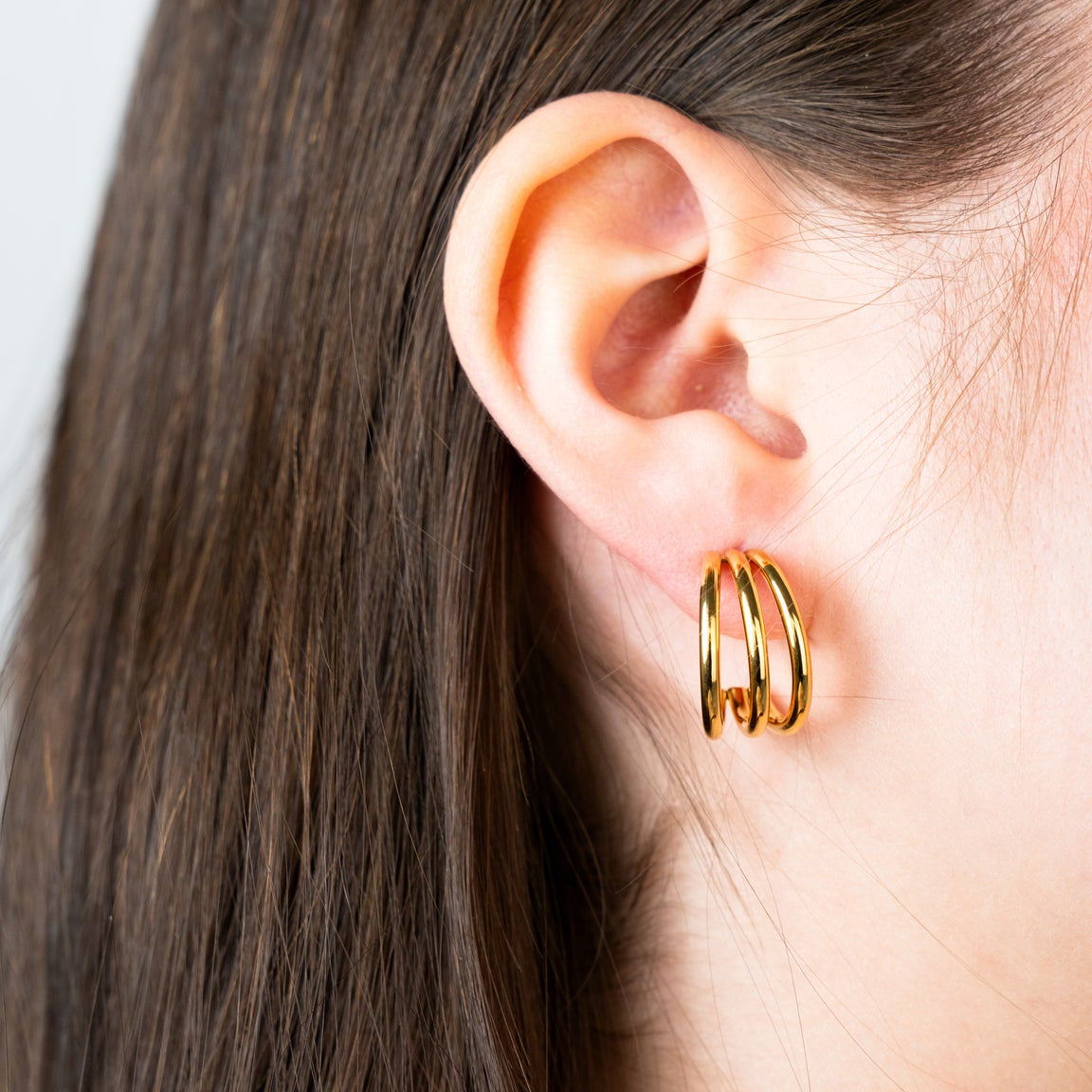 Triple-Band Gold Claw Hoops