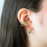 Chunky Gold Open Hoop Earrings with Pearl Center