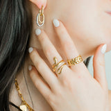 Laurel Leaf Gold Adjustable Band Ring