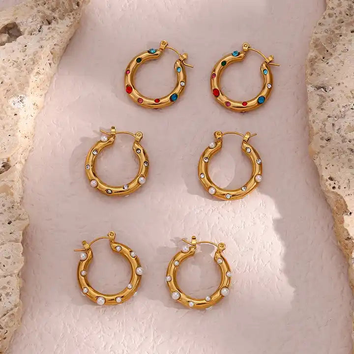 Gold Aquamarine Hoop Earrings, Boho Hoops – Fabulous Creations Jewelry