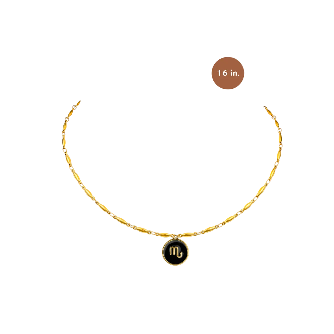 Black & Gold Scorpio Charm Necklace