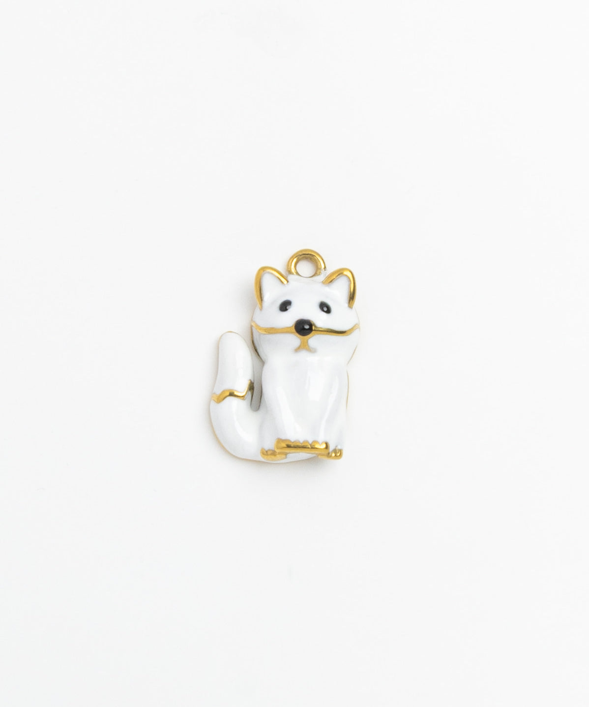 Gold Charm White Cat