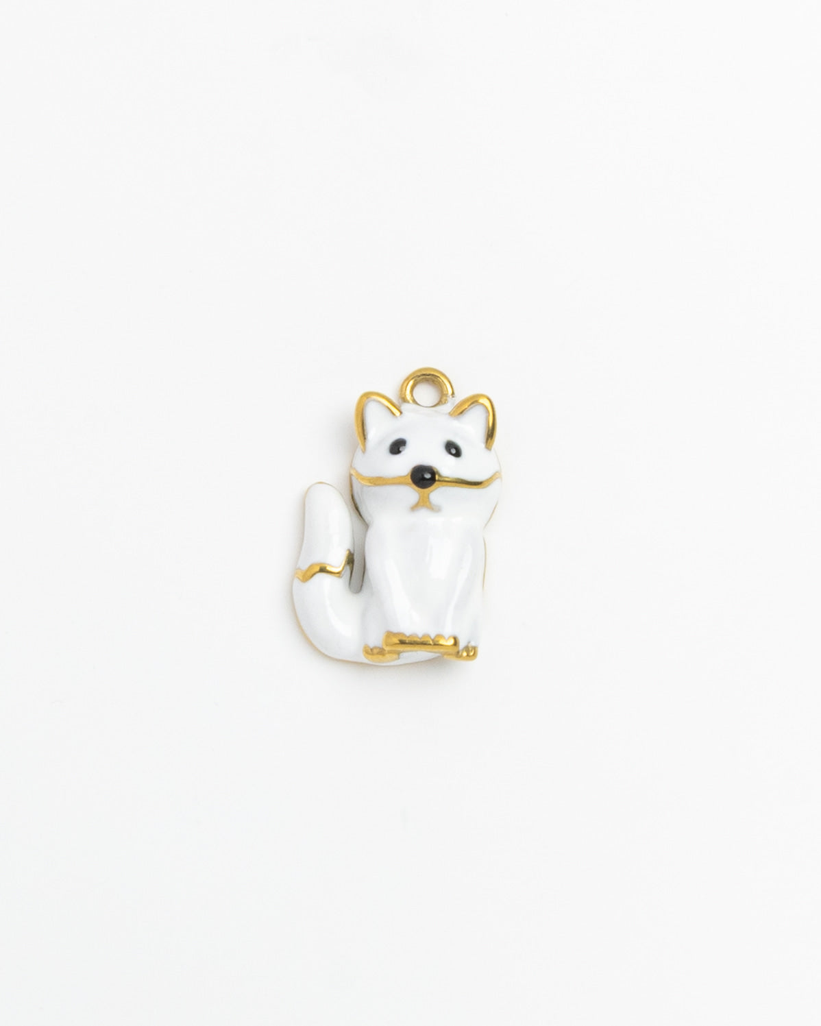 Gold Charm White Cat