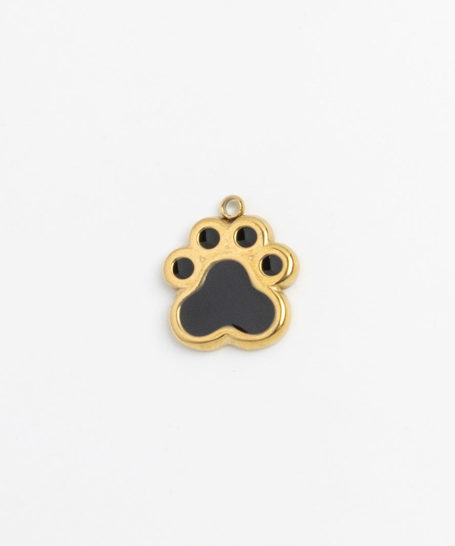 Gold Charm Black Paw Print