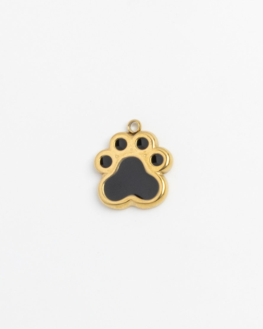 Gold Charm Black Paw Print
