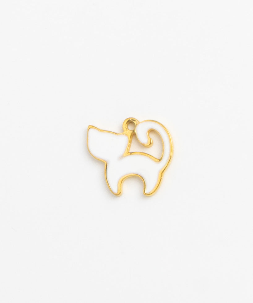 Gold Charm White Cat III