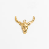 Gold Charm Bull Skull