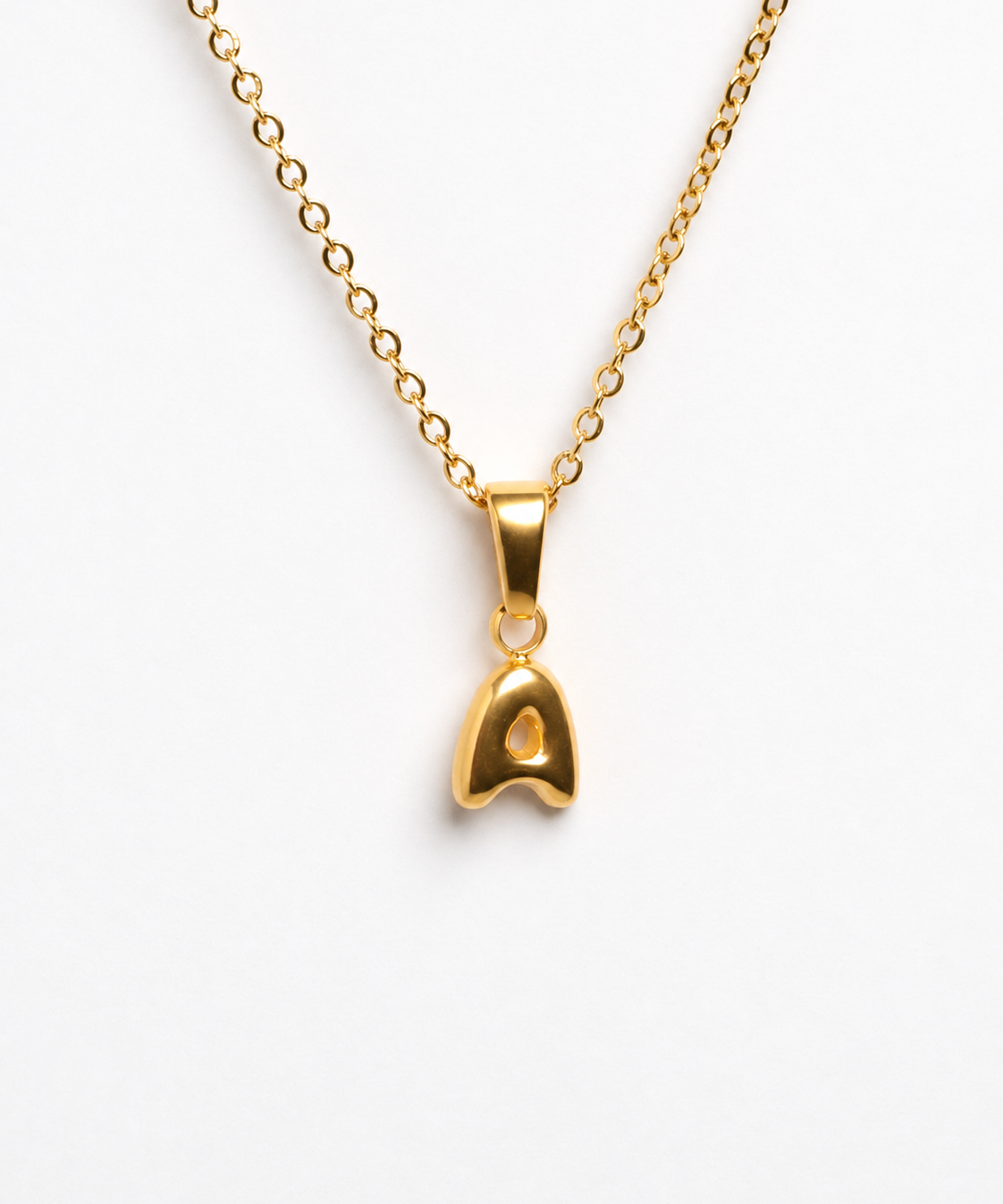 Gold Bubble Letter Necklace
