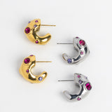 Adella Earrings - Colorful Zircon Bubble Hoop Gold Plated