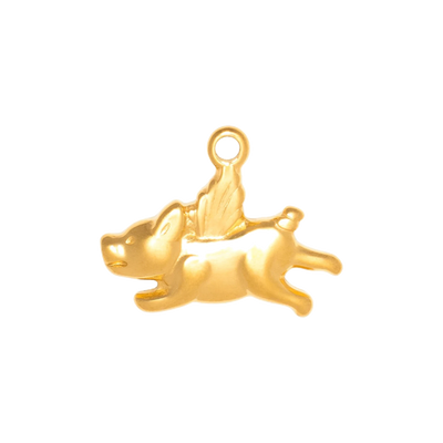 Gold Charm Flying Pig