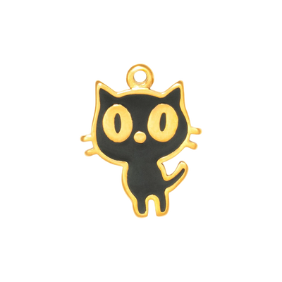 Gold Charm Black Cat