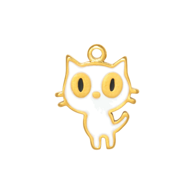 Gold Charm White Cat