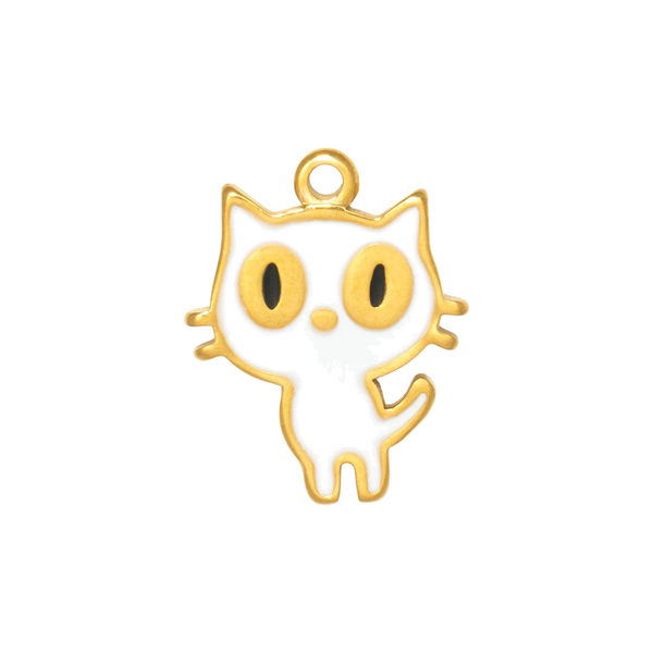 Gold Charm White Cat