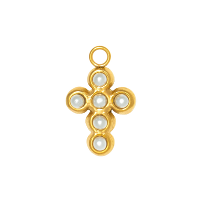 Gold Charm Pearl Cross