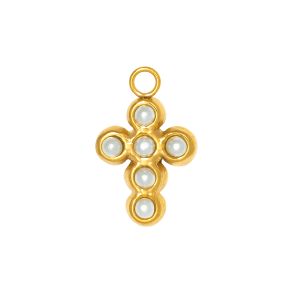 Gold Charm Pearl Cross