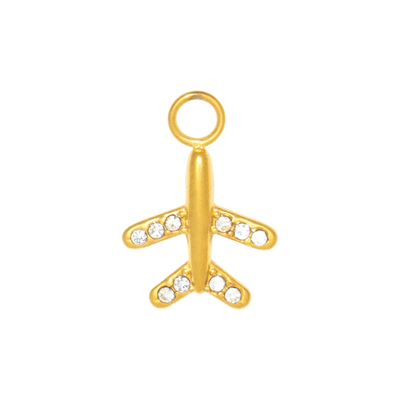 Gold Charm Sparkly Airplane