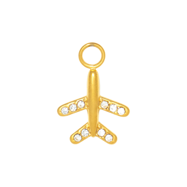 Gold Charm Sparkly Airplane