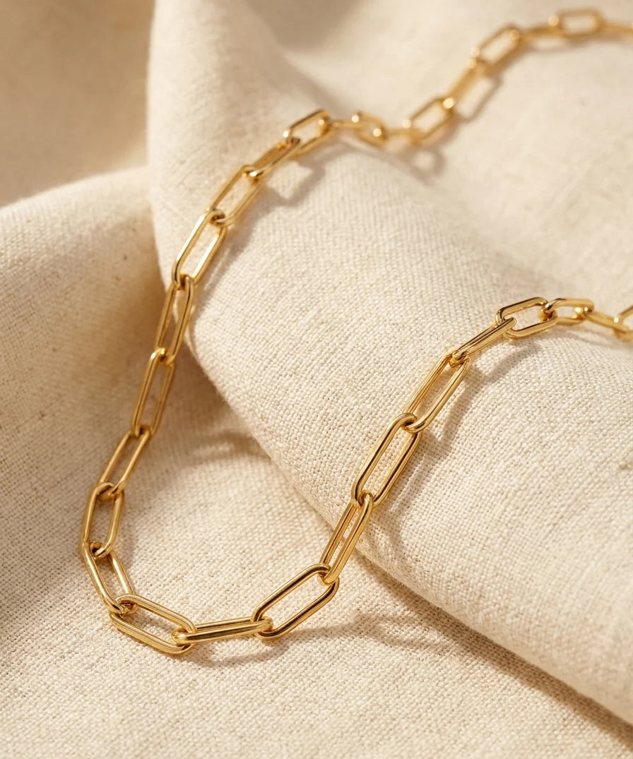 Gold Paper Clip Chain Necklace