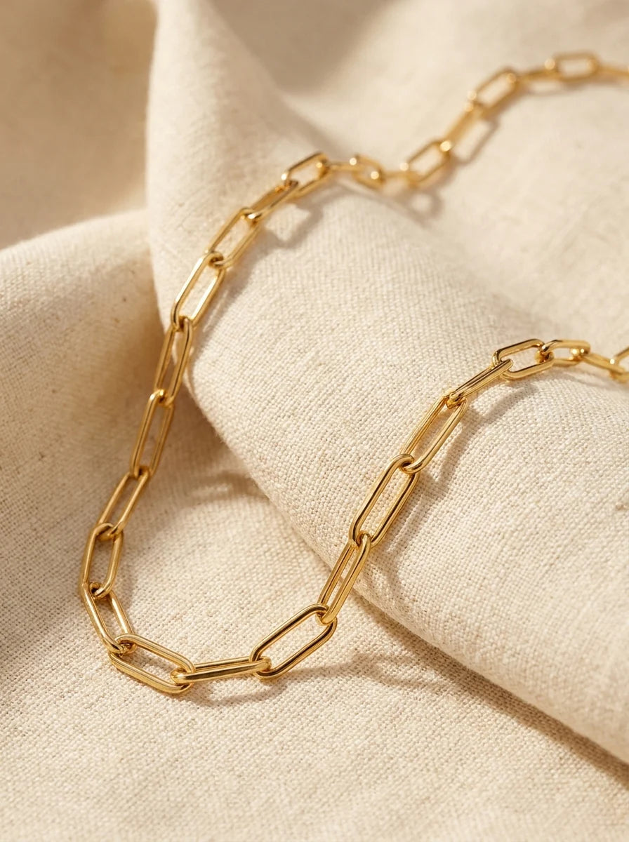 Gold Paper Clip Chain Necklace